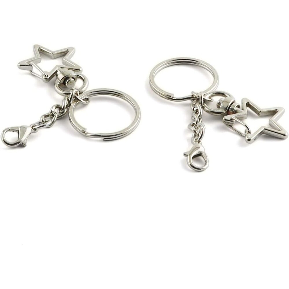 Chic Silver Star Spring Snap Keychain Clips - Set… - image 3